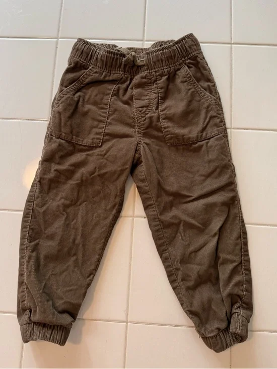 Toddler Boys 2T/3T Corduroy Lined Pants Lot OshKosh B'gosh Overall Joggers Tan - Picture 2 of 15